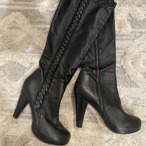 Cynthia Vincent black leather platform boot